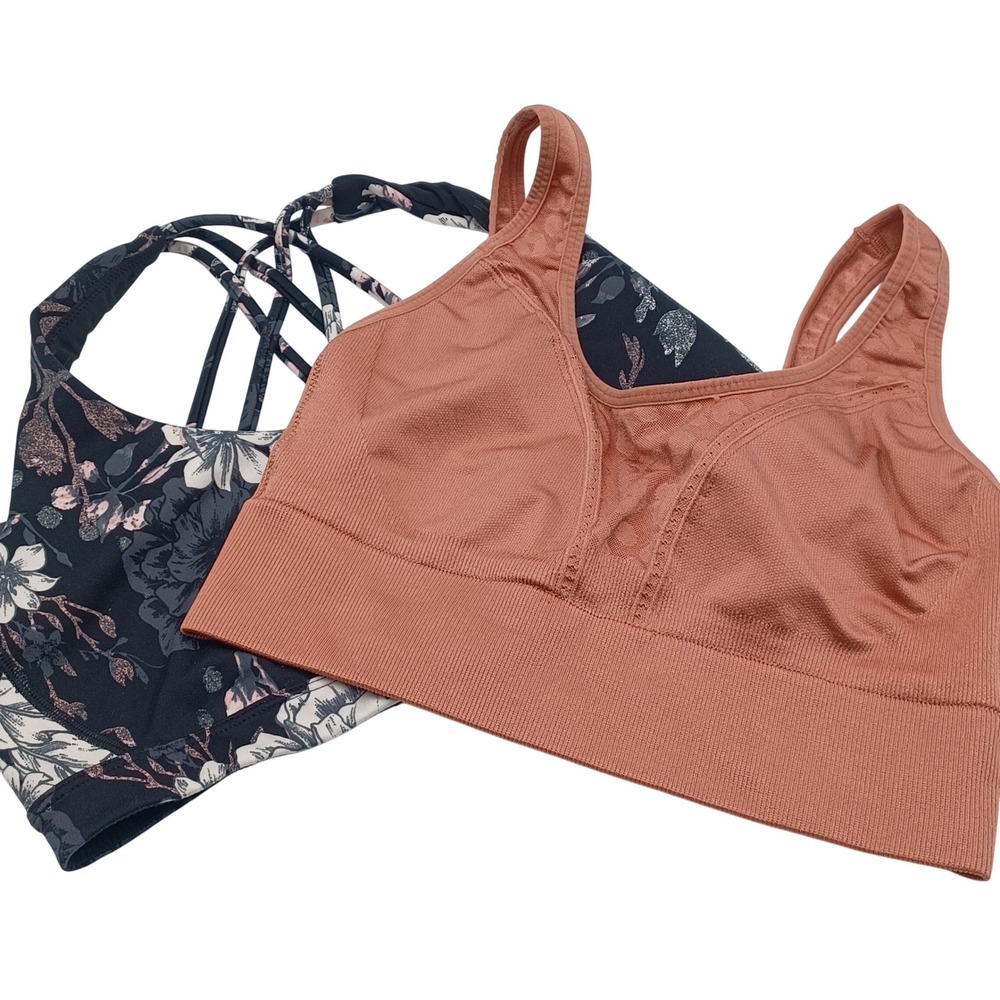 Victoria's Secret‎ Bralette Women M Orange Strappy Seamless Lot 2